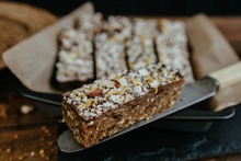 Load image into Gallery viewer, Green + Grainy No-Bake Cake Bars