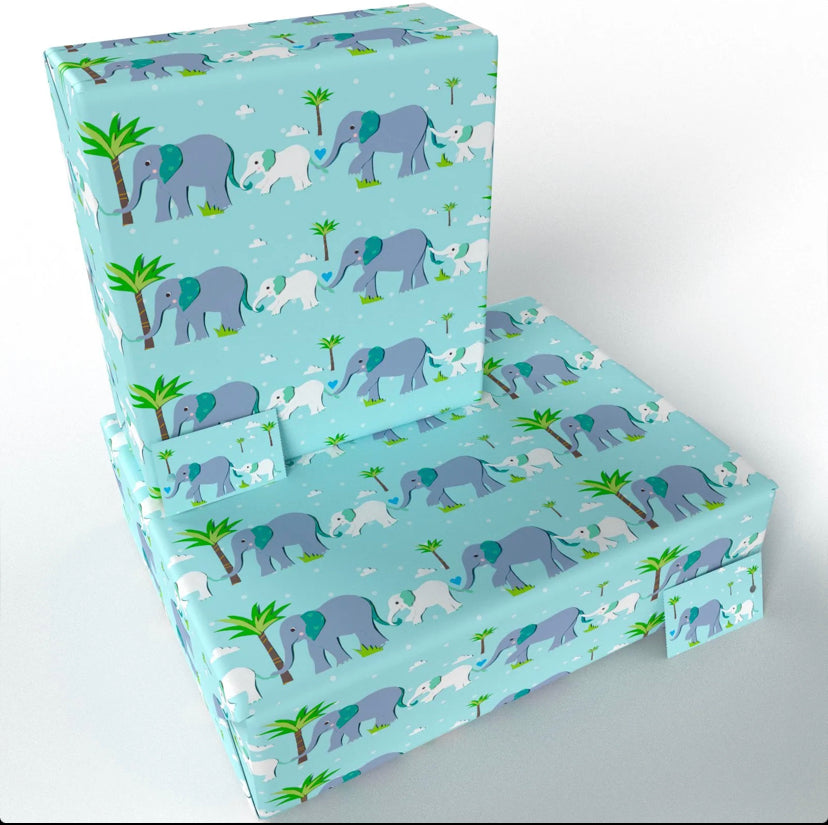 Recycled Wrapping Paper - Baby Elephants
